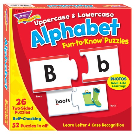 Trend Enterprises Uppercase & Lowercase Alphabet Fun-to-Know Puzzles T36010